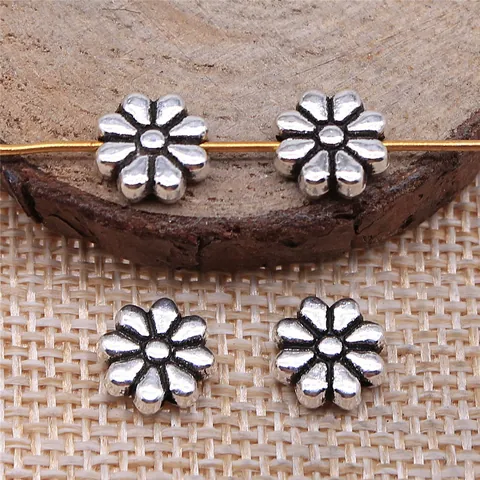 Vintage Metal Flower Spacer Beads Antique Silver Gold Bronze Floral Small Hole Loose Beads For DIY Jewelry Making Crafts