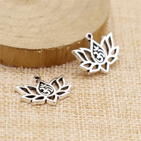 Altsilber Legierung Lotus Yoga OM Anhänger Retro DIY Schmuckzubehör Handgefertigte Lotus Charms Für Halskette Armband Herstellung