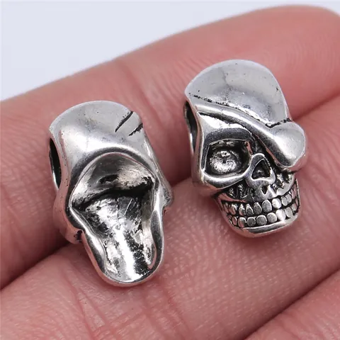 Antiek Zilveren Legering Doodshoofd Groot Gat Kralen Retro Gothic Stijl Tussenkralen Voor DIY Sieraden Maken Armband Ketting Accessoires