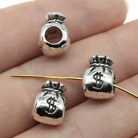 DIY Schmuckherstellung Vintage Metall Geldbeutel Großlochperlen Dollarzeichen Muster Legierung Perlen Für Armband Halskette Zubehör