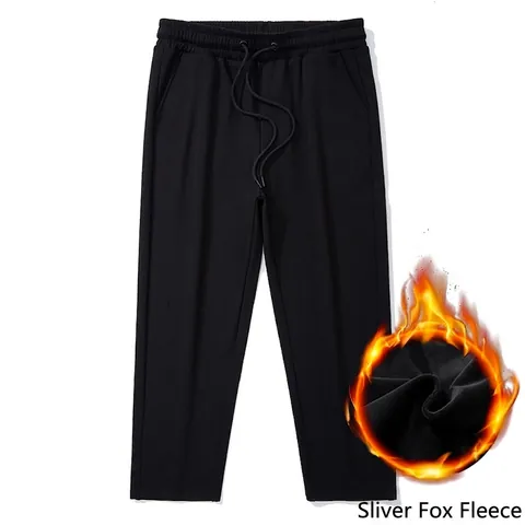 Men Plus Size Winter Fleece Sweatpants Warm Cotton Loose Fit Straight Leg Sports Jogger Pants For Cold Weather Casual Wear Bottom