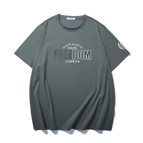 Men's Streetwear Plus Size Cotton Blend T-Shirt Loose Fit Reflective Letter Print Short Sleeve Round Neck Casual Top