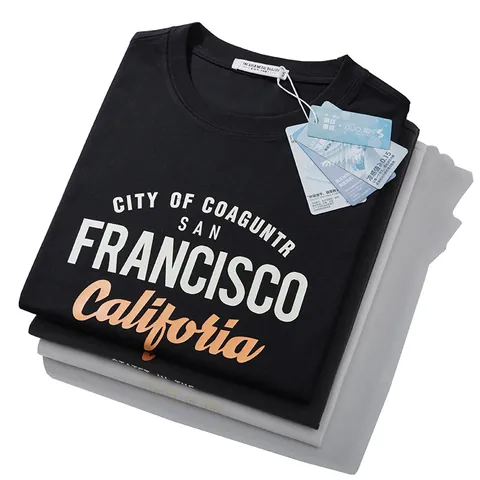 Heren Oversized T-Shirt Katoenmix Verlaagde Schouders Korte Mouw Top Letterprint San Francisco Casual Streetwear