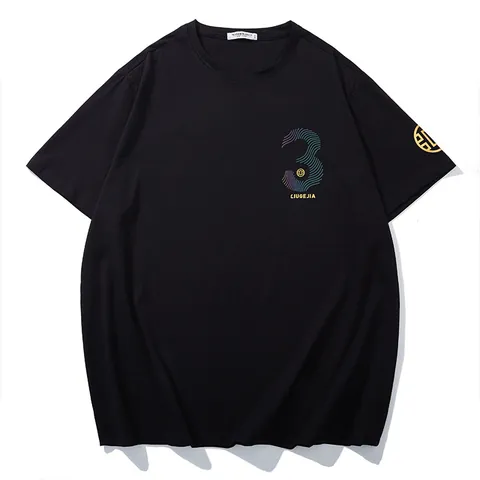Men Plus Size Summer T-Shirt Loose Fashion Reflective Hot Stamping Graphic Tee Casual Cotton Blend Short Sleeve Round Neck Top