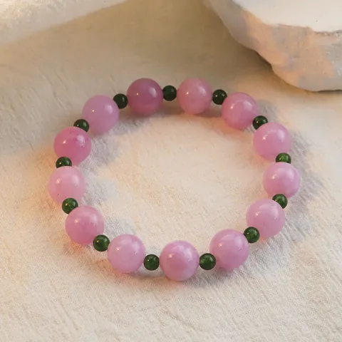 GLSEEVO Original Kunzite Grüne Kristall Perlen Armband Kleines Design Mode Handgefertigt Naturstein Armreif Schmuck Damen