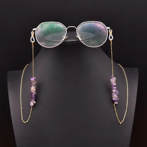 Minimalist Natural Freshwater Pearl Amethyst Copper Glasses Chain For Women Gold Plated Anti-slip Eyewear Strap Jewelry