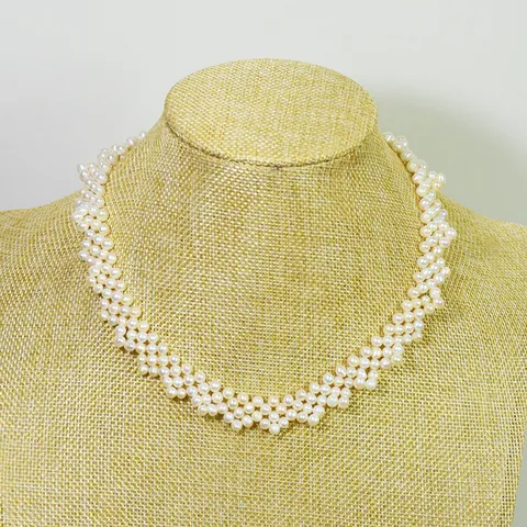 Handmade Natural Freshwater Pearl Multi-layer Woven Necklace 14K Gold Filled Choker Vintage Women Jewelry Gift