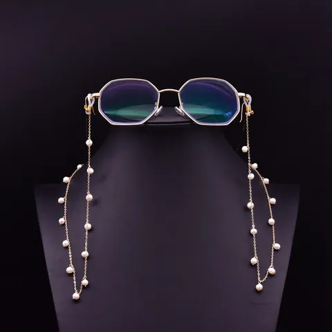 Natural Freshwater Pearl Glasses Chain Gold Plated Copper Eyewear Strap Sunglasses Holder Decorative Neck Cord Jewelry Accessory