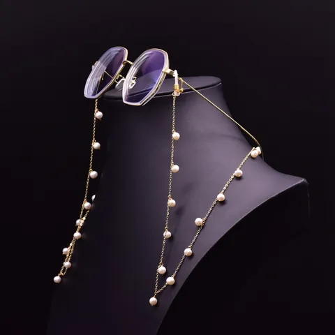 Natural Freshwater Pearl Glasses Chain Gold Plated Copper Eyewear Strap Sunglasses Holder Decorative Neck Cord Jewelry Accessory
