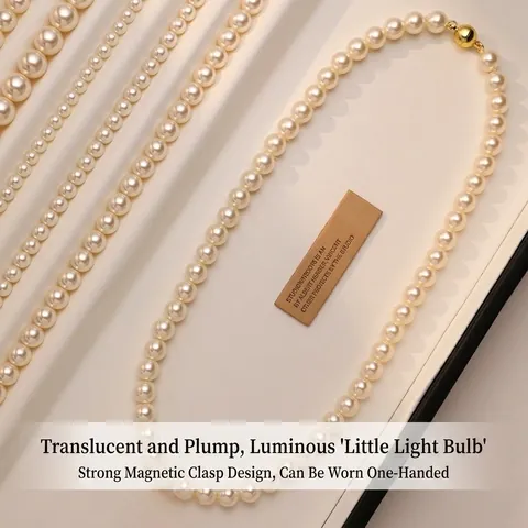 Elegant Korean Style Artificial Pearl Necklace For Women Fashion Gold Magnetic Clasp Clavicle Chain Light Luxury Neck Chain