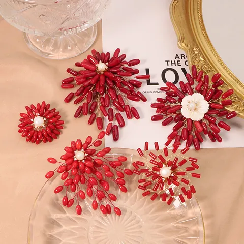 Vintage Ethnic Handmade Branch Brooch Natural Pearl Red Sea Bamboo Gold Plated Copper Floral Corsage For Women Wedding Party Jewelry
