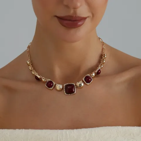 Vintage Geometric Square Necklace Zinc Alloy Gold Silver Plated Chunky Chain Choker For Stylish Women Retro Jewelry Gift