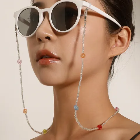 Moda Donna Catena per Occhiali con Perline Colorate Fatto a Mano Perline di Conteria Trasparenti Cinturino per Occhiali Antiscivolo