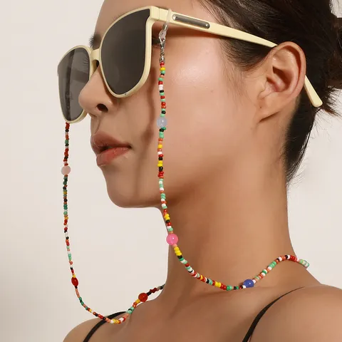 Chaîne de Lunettes à la Mode en Perles de Rocaille Couleur Bonbon pour Femmes Cordon de Lunettes Antidérapant Fait Main