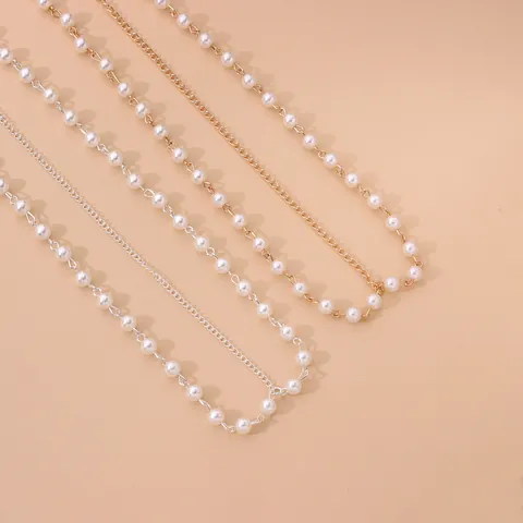 Bohemian Handmade Artificial Pearl Head Chain For Women Forest Style Gold Silver Alloy Beaded Hair Band Bridal Wedding Party Jewelry