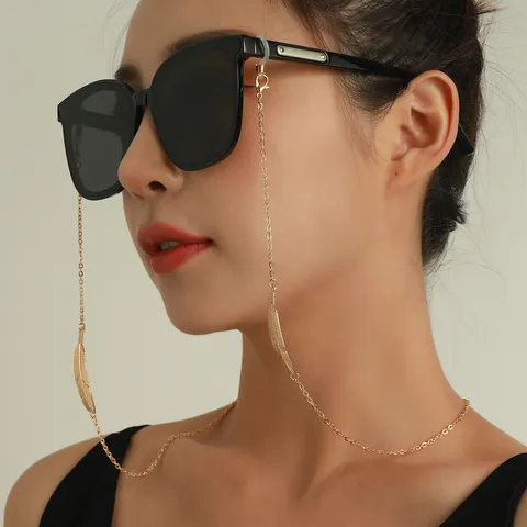 Cadena de Gafas de Metal de Aleación Minimalista Pluma Antideslizante Cordón para Gafas para Mujer Moda Correa Gafas de Sol Regalo