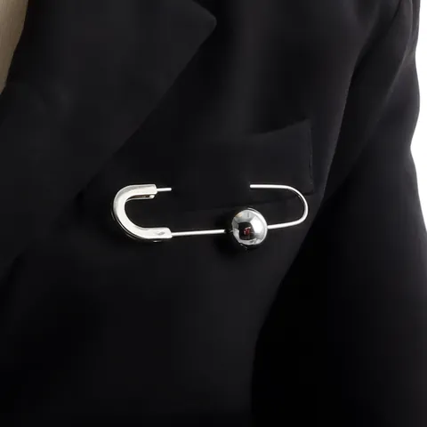 Broche Épingle de Sûreté Minimaliste en Alliage Avec Perle Ronde Surface Lisse Ajusteur de Taille Clip de Fixation de Vêtements Bijoux Femme Cadeau
