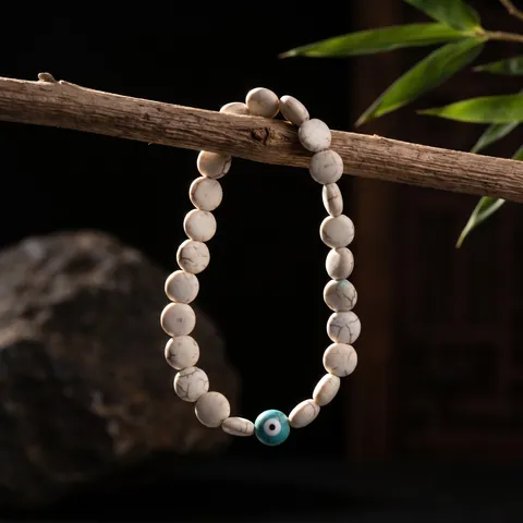 Minimalist White Turquoise Evil Eye Beaded Bracelet For Men Women Bohemian Nazar Amulet Lucky Charm Bracelet Jewelry Gift