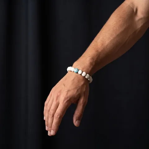 Minimalist White Turquoise Evil Eye Beaded Bracelet For Men Women Bohemian Nazar Amulet Lucky Charm Bracelet Jewelry Gift