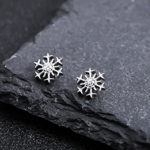 F136 Titanium Alloy Snowflake Stud Earring For Men Women Zirconia Inlaid Body Piercing Jewelry Lip Nose Stud Accessory