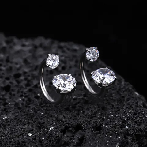 F136 Titanium Alloy Horseshoe Circular Barbell Rhinestone Piercing Earring For Men Women Cartilage Stud U-Shaped Body Jewelry