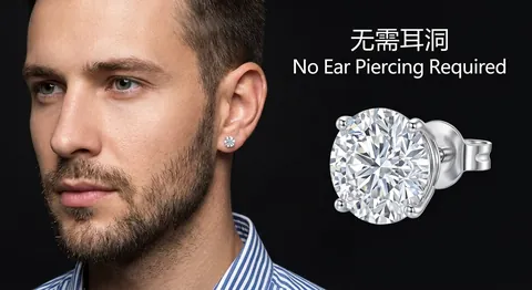 Luxury Copper Rhinestone Magnetic Stud Earrings No Piercing Simple Geometric Round Clip On Earring Unisex Punk Jewelry