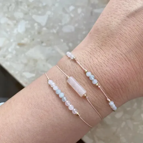 Handmade Woven Semi-Precious Stone Bracelet For Women Moonstone White Crystal Beads Adjustable Cord Ins Style Jewelry Gift