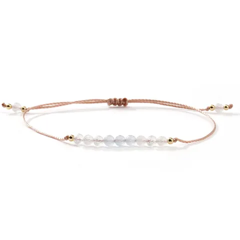 Handmade Woven Semi-Precious Stone Bracelet For Women Moonstone White Crystal Beads Adjustable Cord Ins Style Jewelry Gift