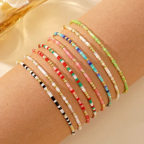 Bracelet Bohème en Perles de Cuivre et Verre Coloré Fait à la Main Bijoux Ethniques pour Hommes Femmes