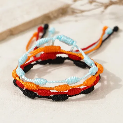 Handmade Lucky Seven Knot Woven String Bracelet Minimalist Adjustable Red Rope Braided Hand Cord For Women Men Fashion Jewelry Gift