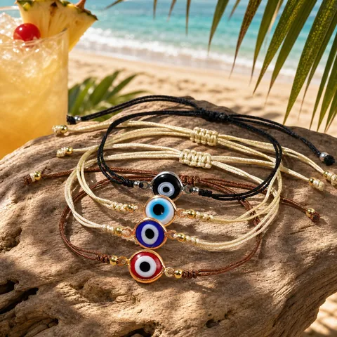 Handmade Braided Evil Eye Bracelet For Men Women Adjustable Color Block Cord Nazar Amulet Lucky Bohemian Jewelry