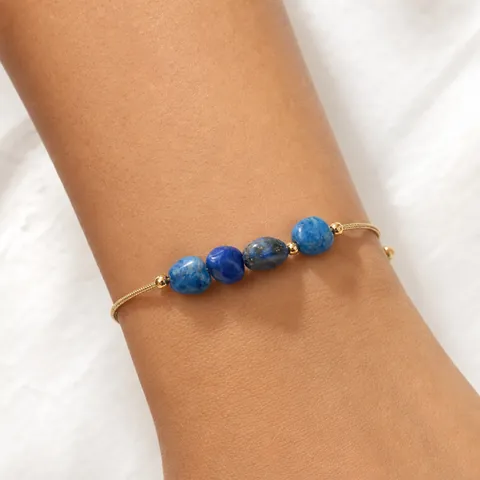Bracelet en Perles de Pierre Naturelle Fait à la Main pour Femmes Bijoux en Corde Tressée Dorée Ajustable Boho Yoga Chakra