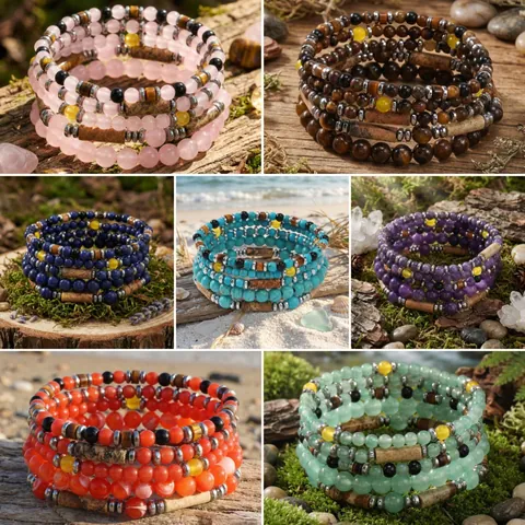 Boheemse Gelaagde Natuurlijke Halfedelstenen Kralen Armbanden Voor Dames Amethist Tijgeroog Turkoois Agaat Stapel Sieraden