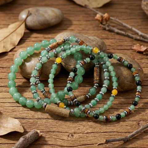 Boheemse Gelaagde Natuurlijke Halfedelstenen Kralen Armbanden Voor Dames Amethist Tijgeroog Turkoois Agaat Stapel Sieraden