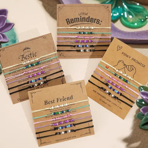 Handgefertigt Gewebt Bunte Perlen Armband Naturstein Verstellbar Seil Armband Für Damen Freundschaft Schmuck Geschenk