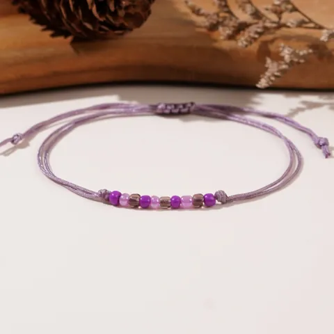 Handgefertigt Gewebt Bunte Perlen Armband Naturstein Verstellbar Seil Armband Für Damen Freundschaft Schmuck Geschenk