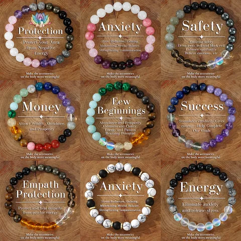Handgemaakte Glas Halfedelsteen Kraal Armband Voor Mannen Vrouwen Boheemse Genezing Amethist Tijgeroog Bescherming Sieraden