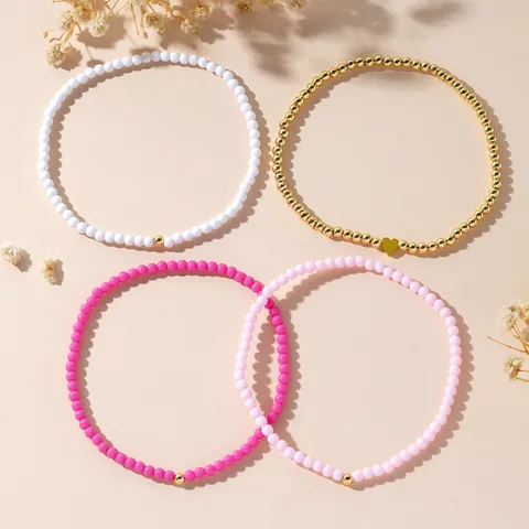 Cavigliere Boho con Perline in Acrilico e Oro per Donna Set da 4 Pezzi Pendente a Cuore Minimalista Gioielli da Spiaggia Estiva