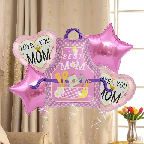 Mother's Day Aluminum Foil Balloon Bouquet Heart Star Best Mom Trophy Pattern Party Celebration Home Interior Decor Gift