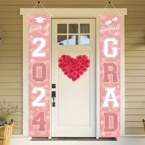 Polyester Printed Holiday Porch Banner Graduation Birthday Christmas Halloween Seasonal Decorative Wall Hanging For Party Home Decor