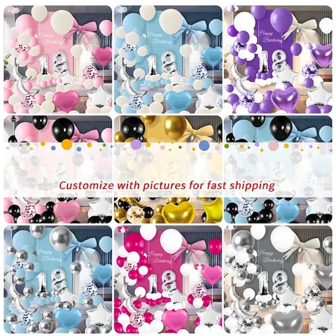 Adult Birthday Balloon Arch Kit Latex Aluminum Foil Balloon Set Party Atmosphere Layout Celebration Decor Without Number