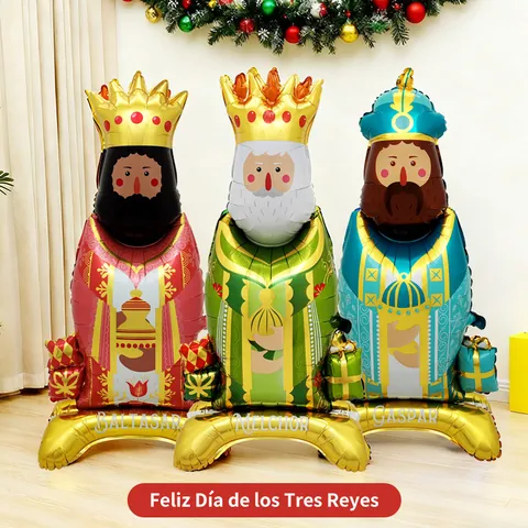 Spanish Three Kings Day Aluminum Foil Balloons Set Melchior Gaspar Balthasar King Balloons Candy Donut Shapes For Epiphany Party Decoration