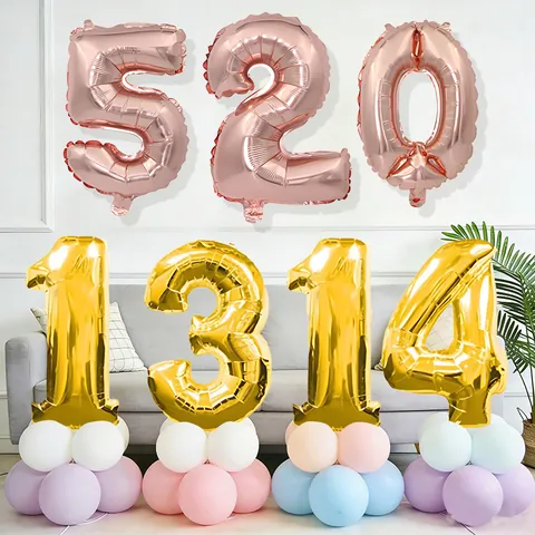 32 Inch Large Number Balloon Aluminum Foil Metallic Mylar Number 0-9 Balloons for Birthday Wedding Party Anniversary Decorations Gold Silver Red Blue