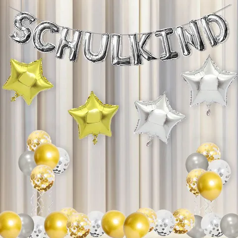 SCHULKIND German Back To School Balloon Set Aluminum Film Latex Balloons For Classroom Opening Ceremony Party Decorations