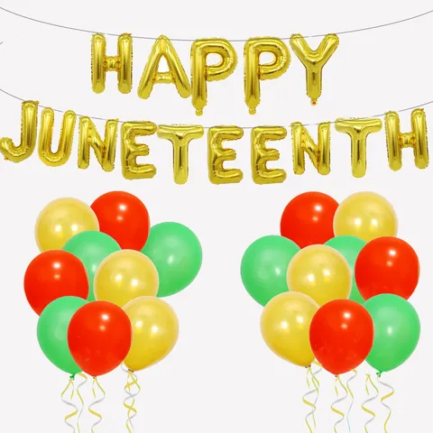 Juneteenth Party Decorations Balloon Set Gold Foil Letters Red Green Yellow Black Latex Balloons For Freedom Day Celebration