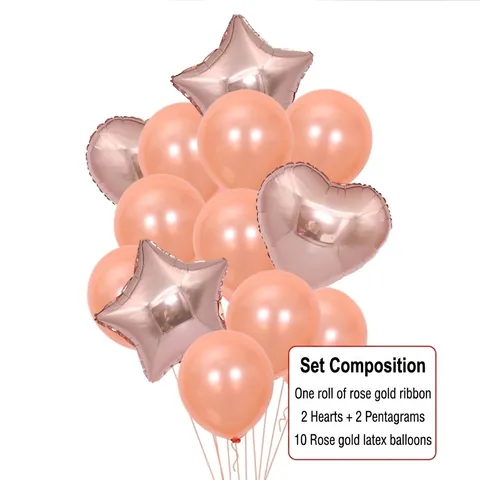 Metallic Rose Gold Latex Balloon Set With Confetti Sequins Balloons For Wedding Birthday Party Decorations Accessory