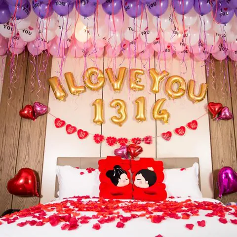Aluminum Film Letter Number Balloon Metallic Foil Balloons For Wedding Proposal Valentine Party Decoration Romantic Ornament