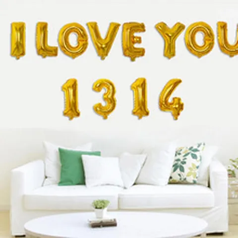 Ballon en Feuille d'Aluminium I LOVE YOU 1314 Lettre Métallique Numéro Ballon pour Chambre de Mariage Saint Valentin Décoration de Fête Romantique