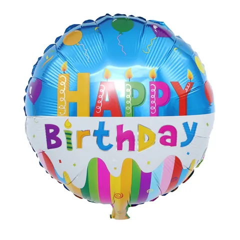 Round Happy Birthday Foil Balloon Candle Pattern Aluminum Film Balloon For Birthday Party Decoration Party Supplies Festive Celebration Ornaments