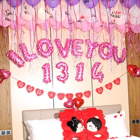 Ballon en Feuille d'Aluminium I LOVE YOU 1314 Lettre Métallique Numéro Ballon pour Chambre de Mariage Saint Valentin Décoration de Fête Romantique